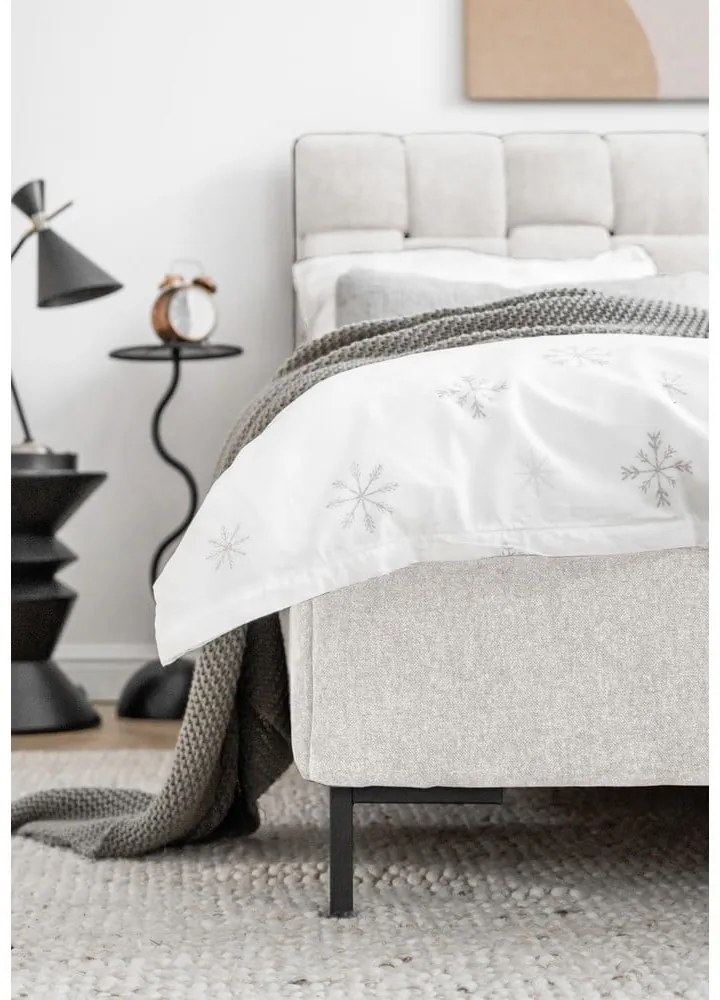 Krémovobiela čalúnená dvojlôžková posteľ s roštom 140x200 cm Eve – Miuform