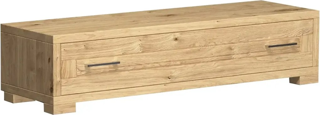 Nízka dubová TV skrinka so zásuvkou, 140x43x33 cm