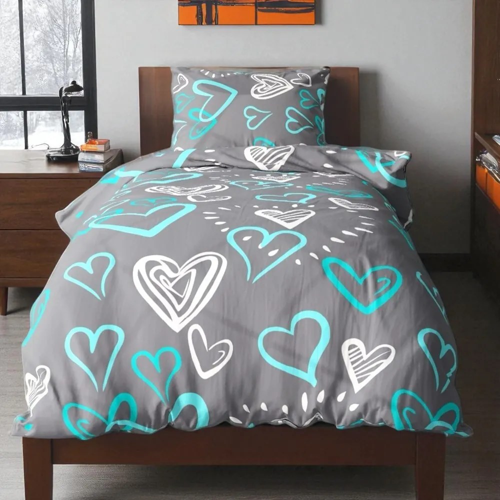 Bavlnené obliečky DONA BLUE LOVE 2-dielna sada 140x200 cm