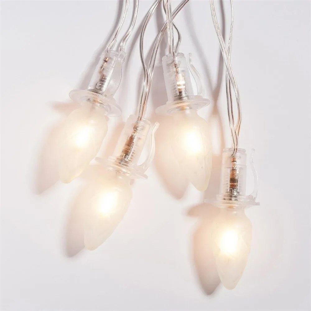 Svetelná reťaz Šiška, 20 LED žiaroviek Filament, číry kábel, predĺženie