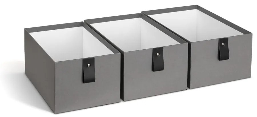 Sivé kartónové úložné boxy v súprave 3 ks 20,5x29,5x14,5 cm Aston Paper Laminate – Bigso