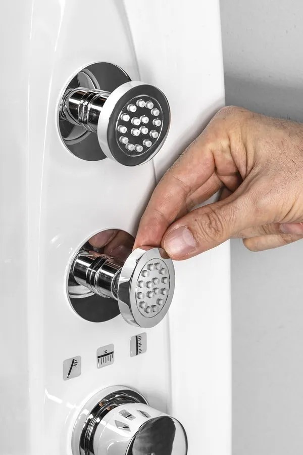 Polysan Polysan, MOLA rohový sprchový panel s termostatickou batériou 210x1300mm, bielá, 80372