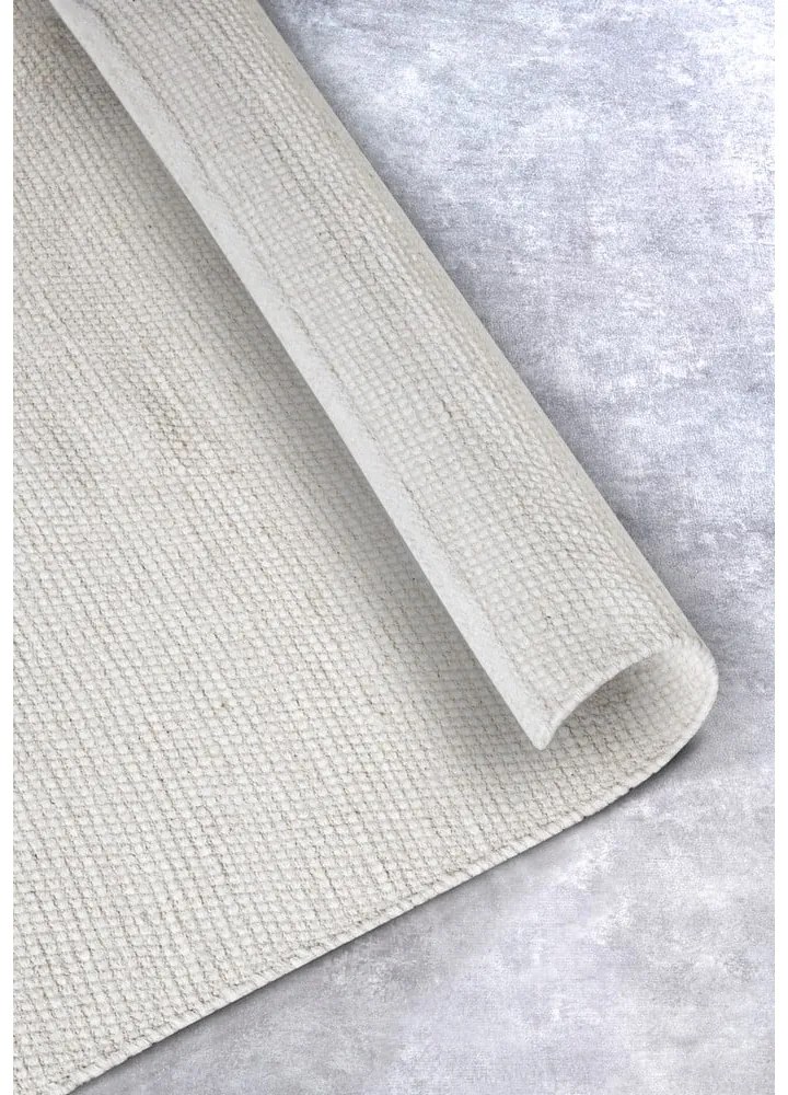 Krémovobiely ručne tkaný koberec s prímesou vlny 60x90 cm Pradesh Natural White – Elle Decoration