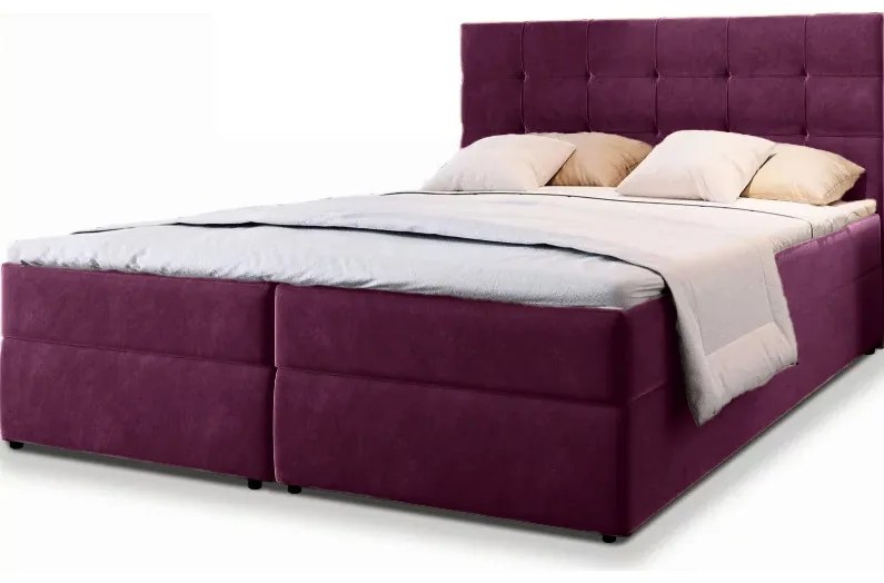 Čalúnená posteľ boxspring GLORIEN 160x200 cm purpurová Matrac: Bonell pružinová matrac