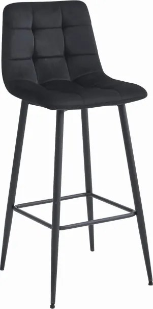 Barová stolička ARCETO zamatová čierna (čierne nohy)