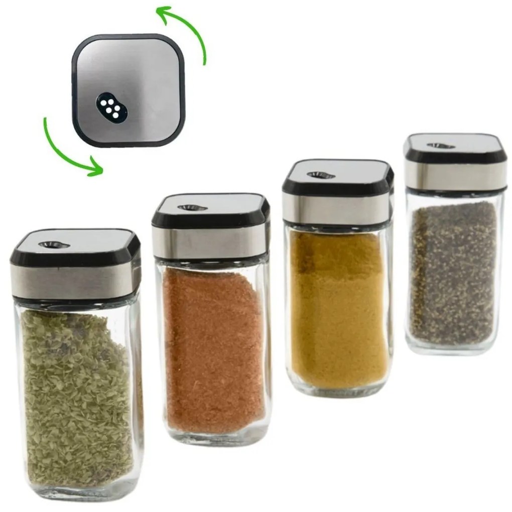 usporadejto.cz Sada 16ks koreničiek INOX 100ml + 4ks nerezový organizér na koreničky VASKY - NEREZ + sada 24ks štítkov