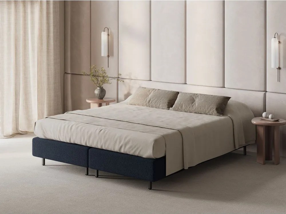 Tmavomodrá čalúnená jednolôžková posteľ bez čela 90x200 cm Whale – Micadoni