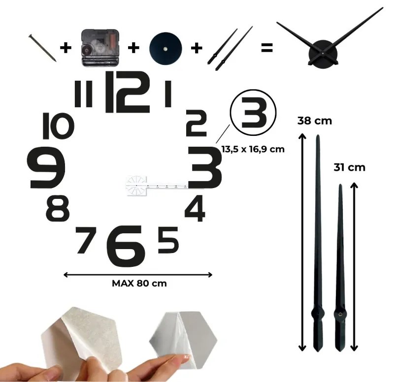 Nalepovacie hodiny na stenu - moderné 3D hodiny I SENTOP 12S034