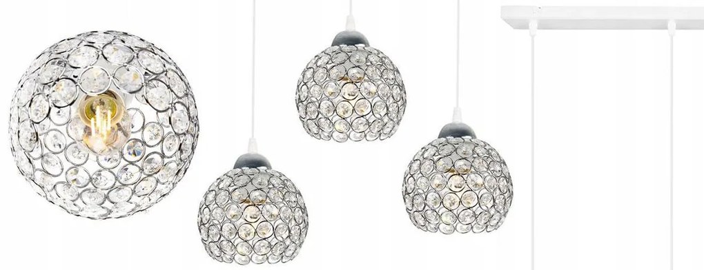 Závesné svietidlo Crystal, 4x strieborné krištáľové tienidlo, (chrómové uchytenie), w