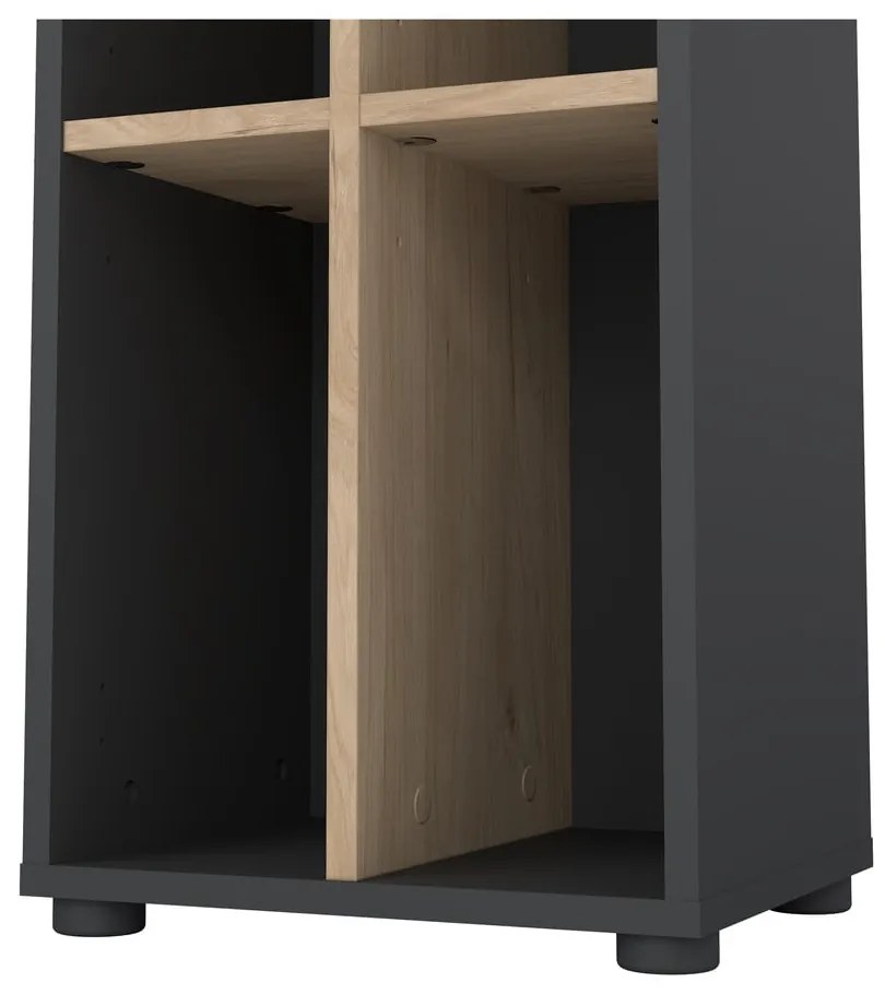 Knižnica v dekore duba v antracitovo-prírodnej farbe 41x205 cm Sign – Tvilum