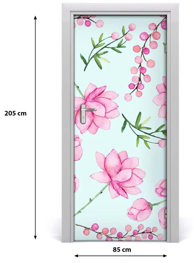 Samolepiace fototapety na dvere kvety a jahody 85x205 cm