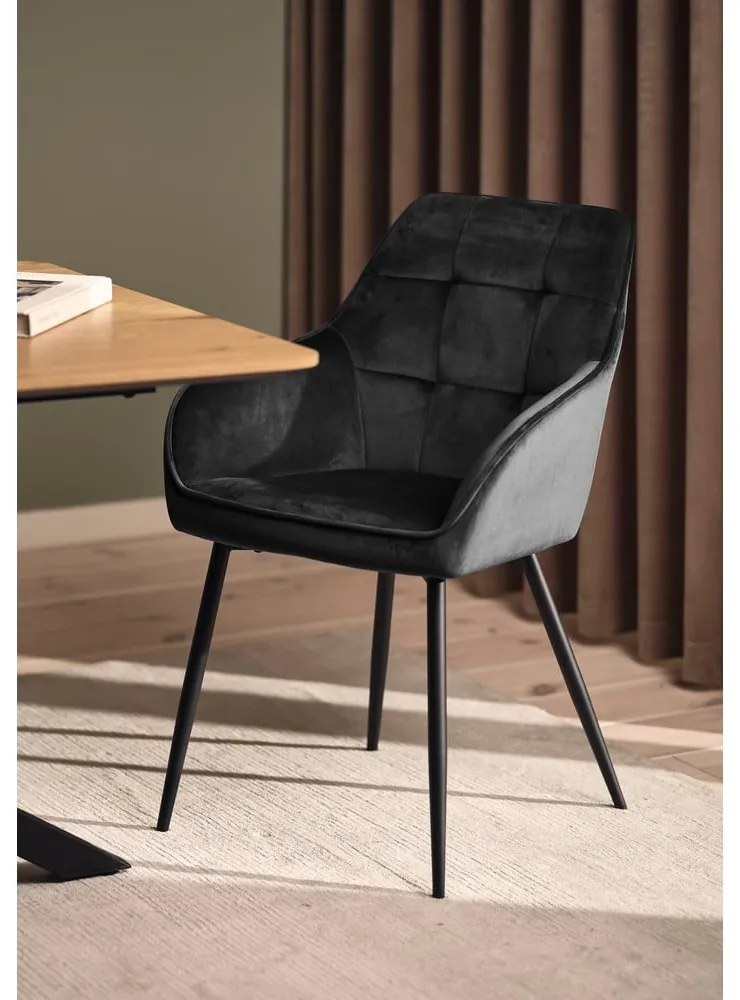 Sivé čalúnené jedálenské kreslá v súprave s podrúčkami 2 ks Nolan Square – Unique Furniture