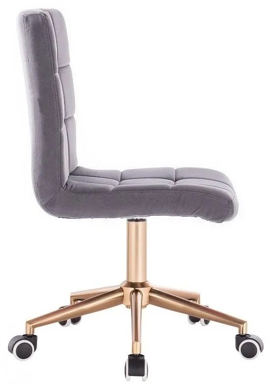 LuxuryForm DESIGN Stolička TOLEDO VELUR na zlatej podstave s kolieskami - tmavosivá