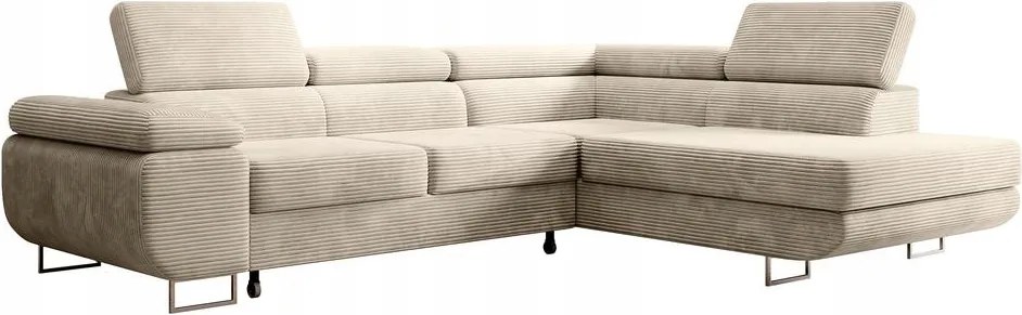 Rohová sedacia súprava Stiletto (p) (svetlobéžová strieborná)