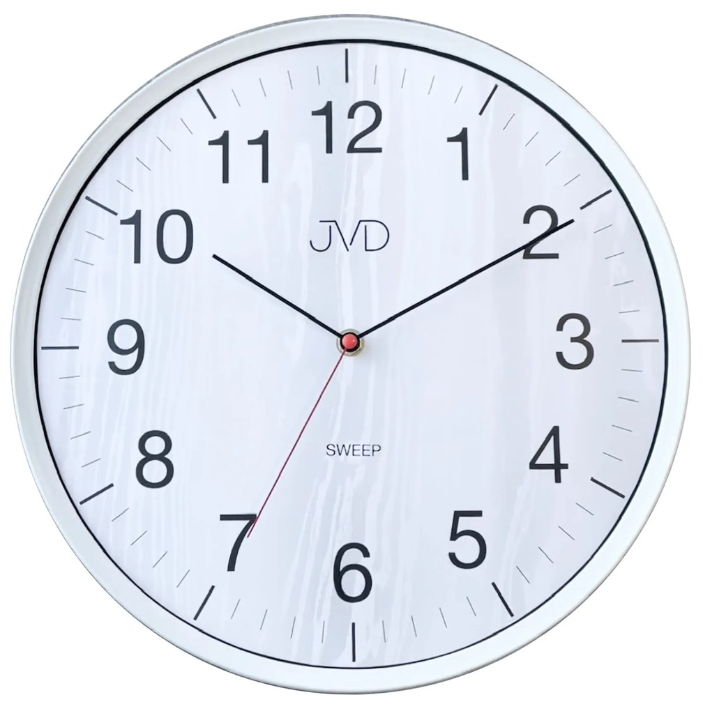 Nástenné hodiny JVD HA17.1 – imitácia dreva, tichý chod (33 cm)