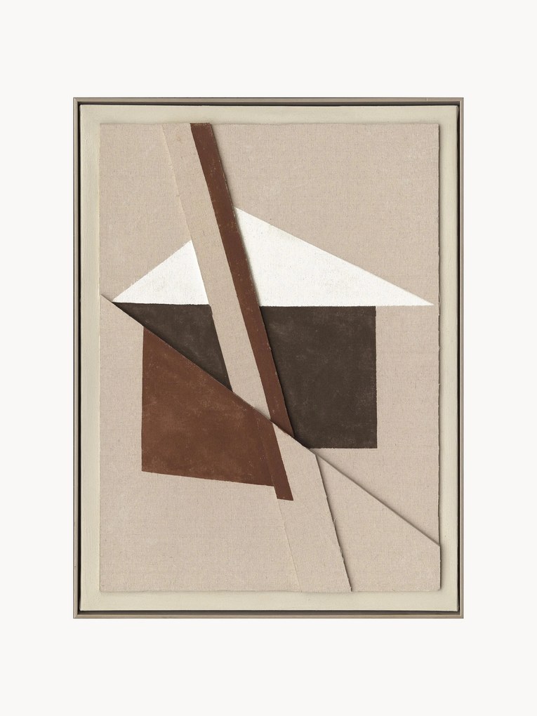 Ručne maľovaná nástenná dekorácia v ráme Brown Shapes