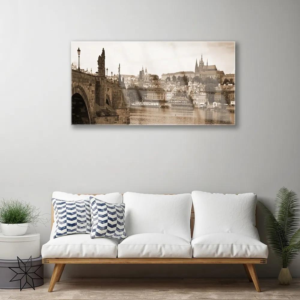 Obraz na skle Praha most krajina 120x60 cm