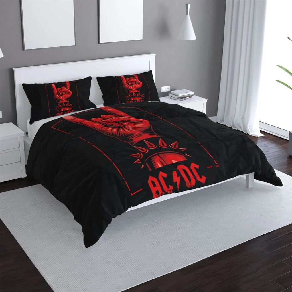 Sablio Obliečky ACDC Červená ruka - 140x200 / 90x70