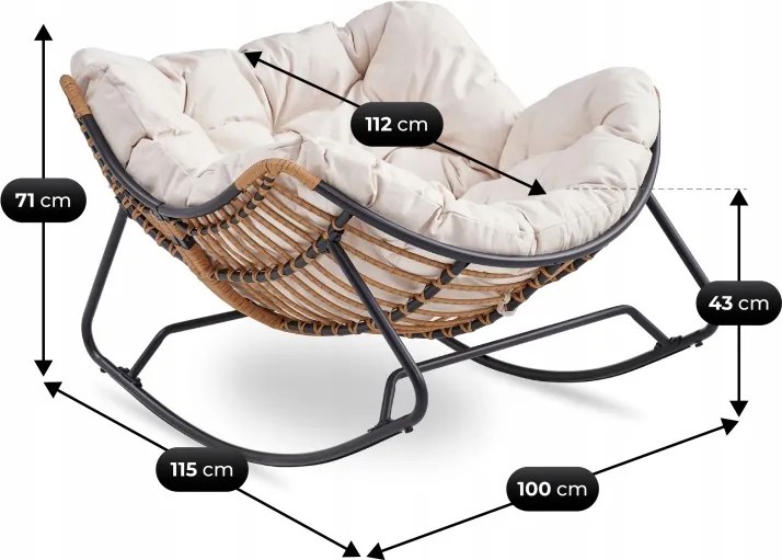 Záhradné hojdacie kreslo na terasu, do obývačky béžové ELTON