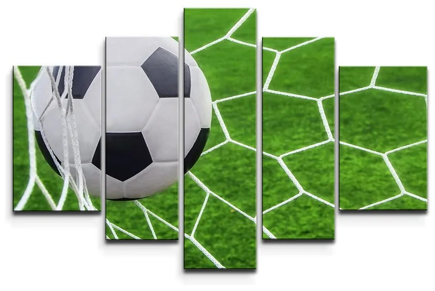 Sablio Obraz - 5-dílný Futbalová lopta v bráne - 125x90 cm
