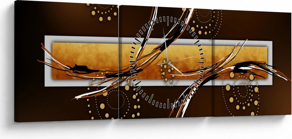 Obraz abstrakcie - Motýle (s hodinami) (90x30 cm)