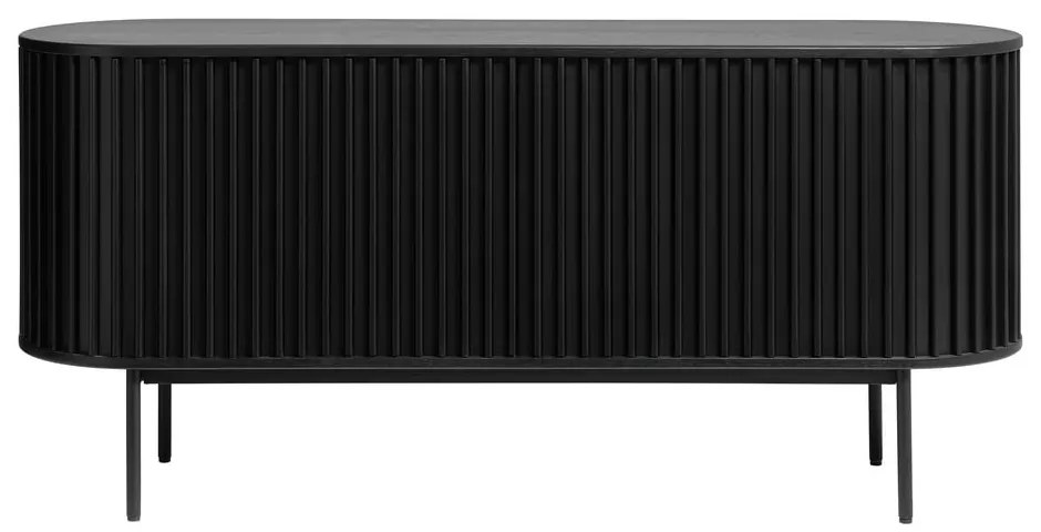 Čierna nízka komoda v dekore duba s posuvnými dverami 73x160 cm Siena – Unique Furniture