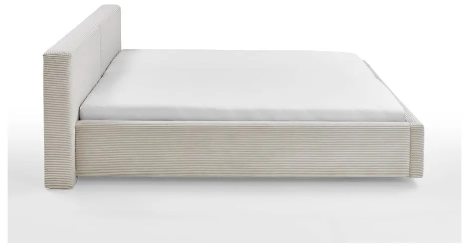 Béžová čalúnená dvojlôžková posteľ s úložným priestorom s roštom 160x200 cm Cube – Meise Möbel