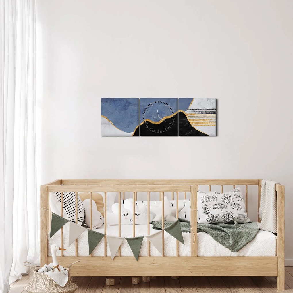 Obraz - Textúrované tvary (s hodinami) (90x30 cm)