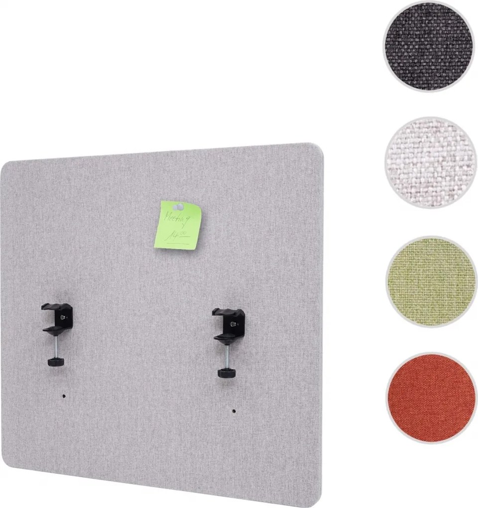 Akustický panel na stôl HWC-G75 - dvojstenná látka/textil - 65x60 cm - sivá