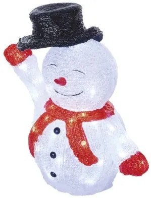 LED vánoční sněhulák Rudy s časovačem 36 cm studená bílá