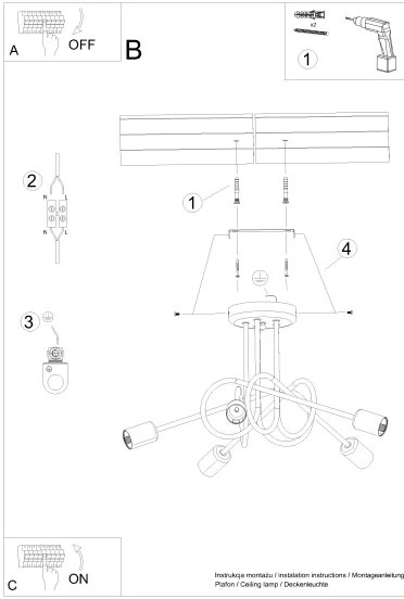 Sollux SL.1441 - Prisadený luster LOOP 5xE27/15W/230V chróm