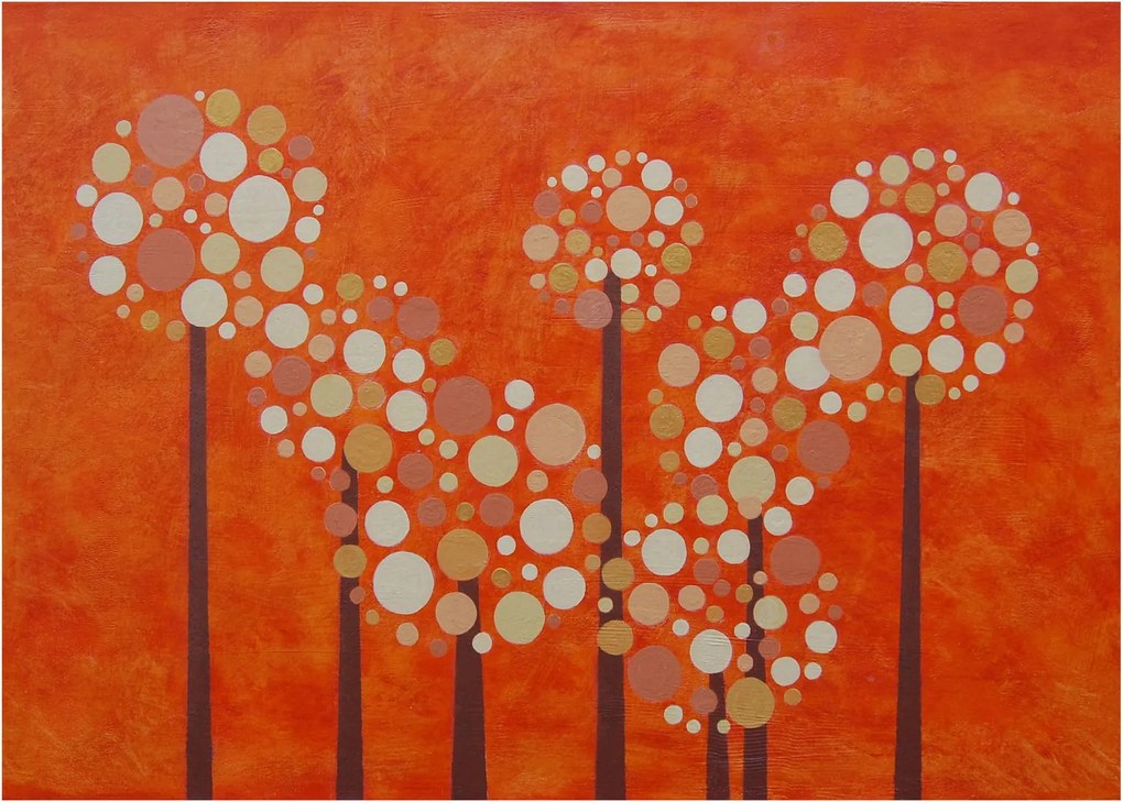 Sklenený obraz - Oranžový les (70x50 cm)