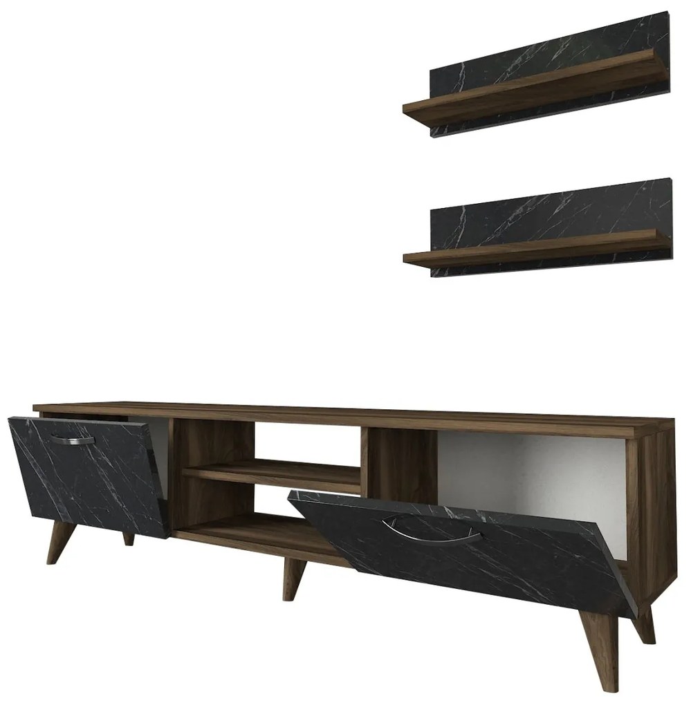 Obývacia stena AYDEN 150 cm orech/mramor