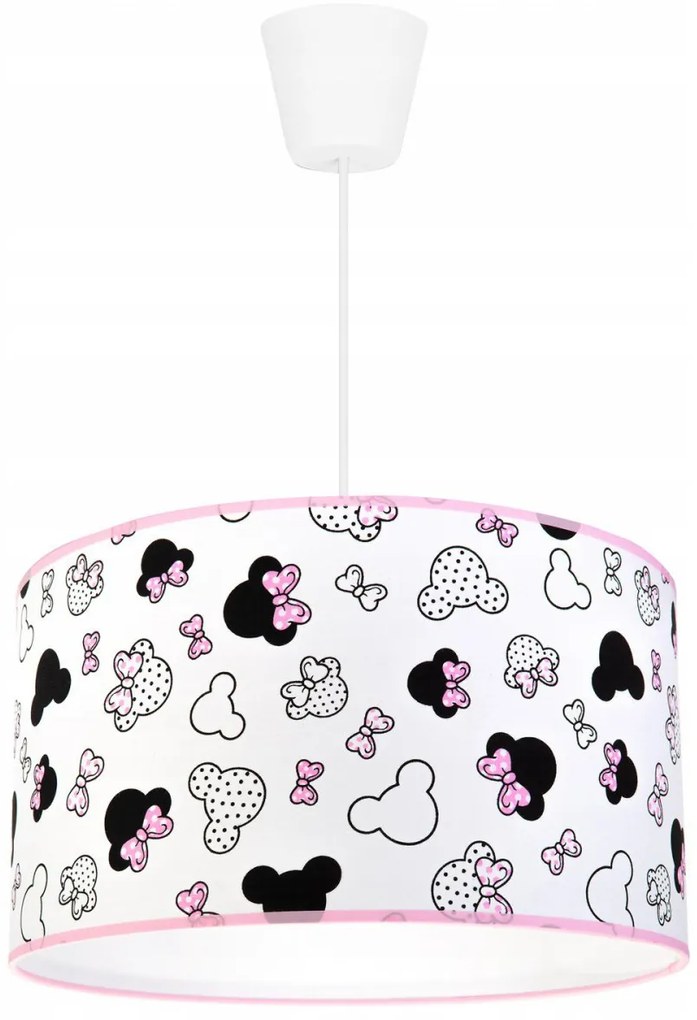 Detské závesné svietidlo Minnie, 1x textilné tienidlo so vzorom, (fi 35cm)