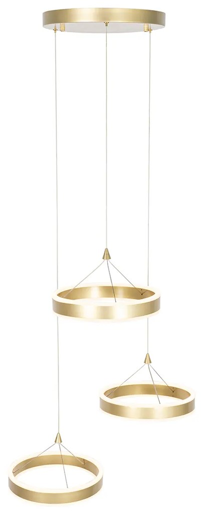 Závesné svietidlo mosadzné okrúhle vrátane LED 3-stupňový stmievač 3-svetlo - Lyani