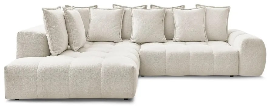 Biela ženilková rozkladacia/s úložným priestorom rohová pohovka (ľavý roh/do L) Everest – Bobochic Paris