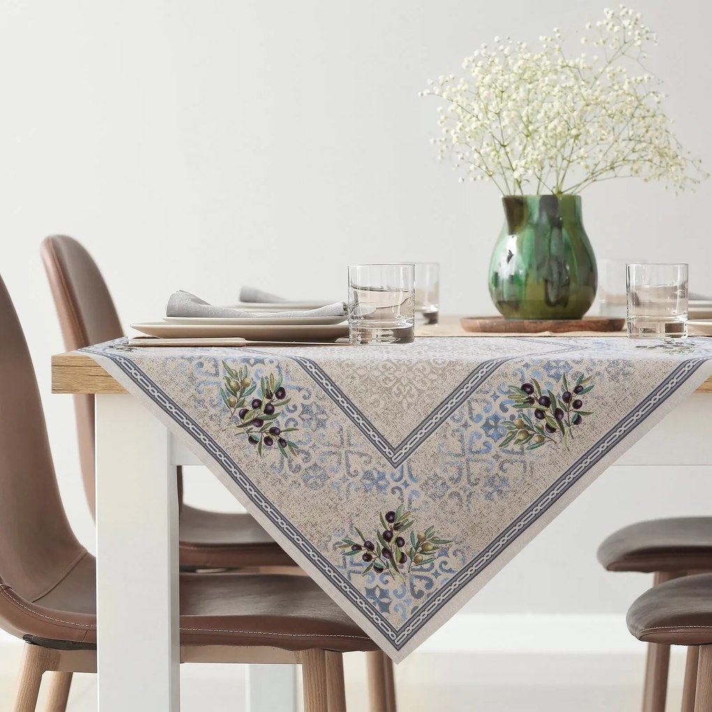 EUROFIRANY GOBELÍNOVÝ OBRUS OLIVE 100X100 CM VZOROVANÝ
