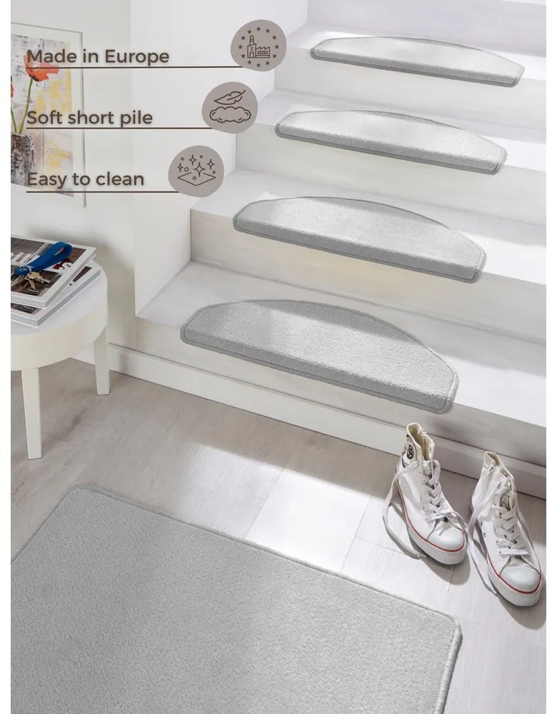 Sivé priľnavé nášľapy na schody v súprave 15 ks 23x65 cm Fancy – Hanse Home