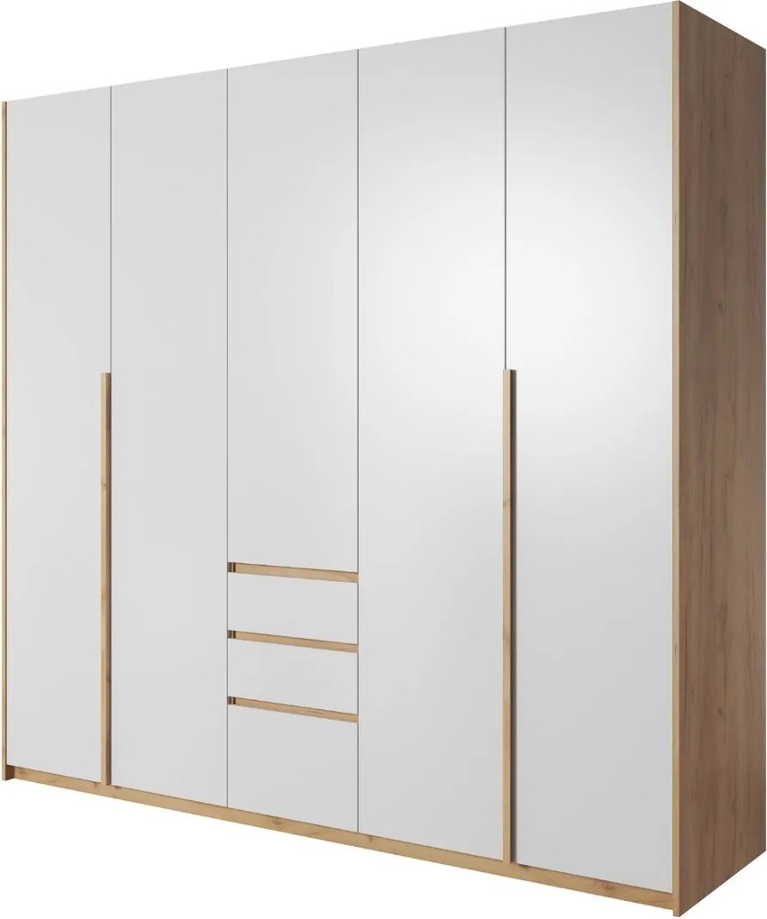 Veľká biela šatníková skriňa do spálne Xelo A 230 cm s voliteľným LED osvetlením