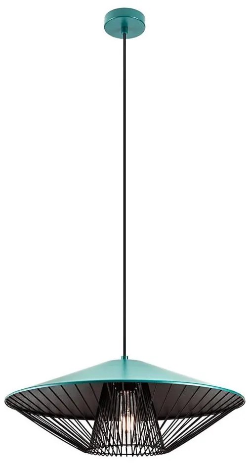 Redo 01-3010 - Závesný luster GRILL na lanku 1xE27/42W/230V Ø 49,5 cm čierna/tyrkysová