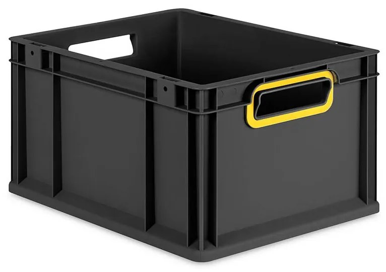 Sada 8 kusov - Eurobox Next Gen 2.0 Cycle - Stohovateľný kontajner s otvorenými rukoväťami - Žltý - 400 x 300 x 220 mm - Antracit