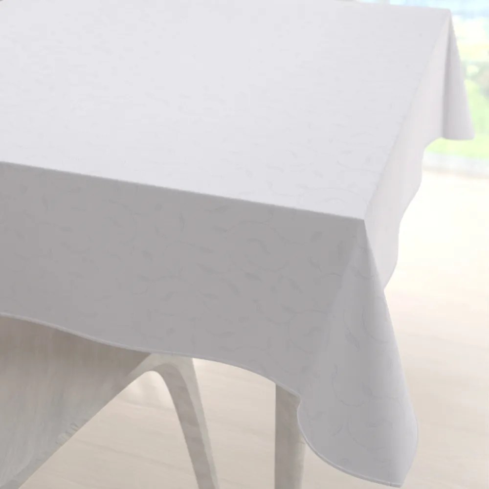 Biante Teflónový štvorcový obrus TF-011 Popínavé lístky - studená biela 110x110 cm