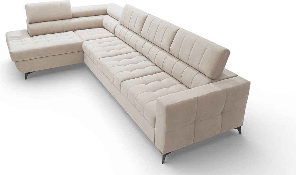 Rohová sedačka Nardo Maxi s funkciou spania ľavá - béžový plyš Pretty 03