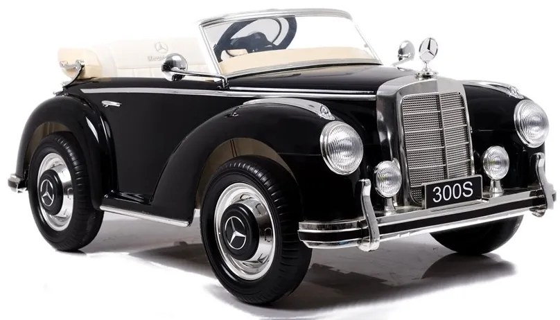 LEAN CARS Elektrické autíčko Mercedes Benz 300S Retro - lakované - čierne - 2x45W - 1x12V7Ah - 2023