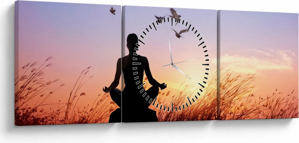 Obraz - Meditácia (s hodinami) (90x30 cm)