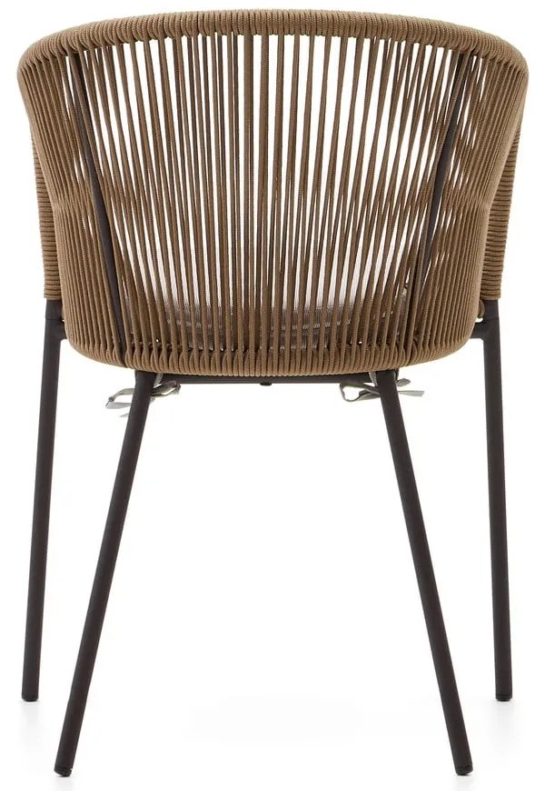 Béžová kovová/polstrovaná záhradná stolička Yanet – Kave Home