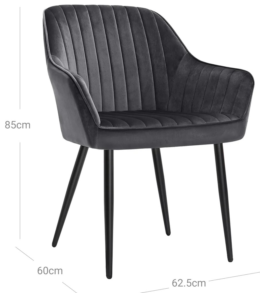 Čalúnené jedálenské kreslo Kora sivo-čierne