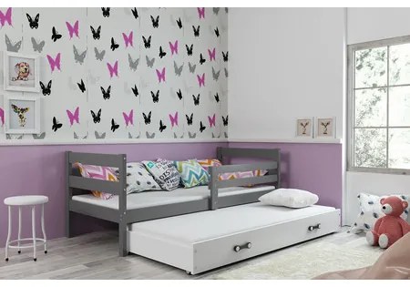 Detská posteľ s výsuvnou posteľou ERYK 200x90 cm Sivá Biela
