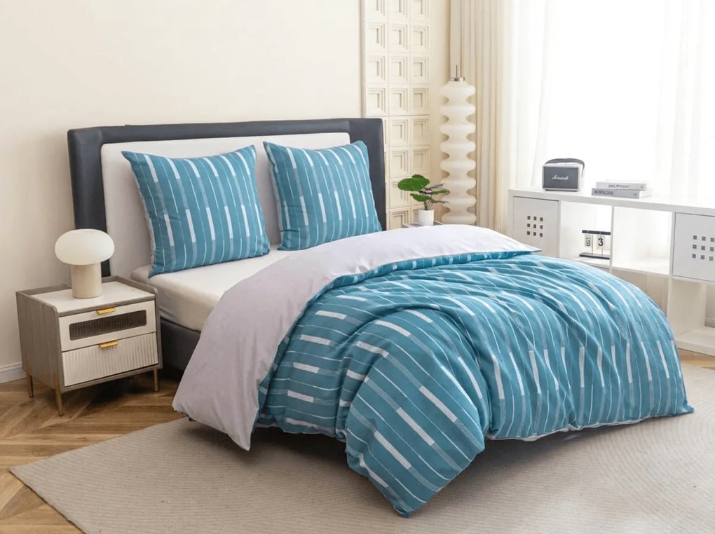 Flanelové obliečky z mikrovlákna STRIPELLE modré Rozmer obliečky: 70 x 90 cm | 140 x 200 cm