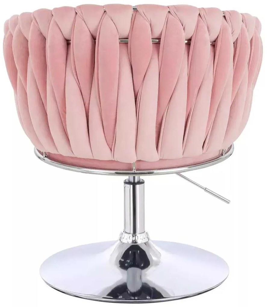 LuxuryForm DESIGN Stolička NORDEN VELUR na striebornom tanieri - ružová